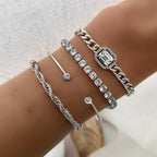 Venus | 4 Piece Bracelet Set – Luxury Designer Jewelry Stack & Slimming Minimalist Wrist Cuff Silver