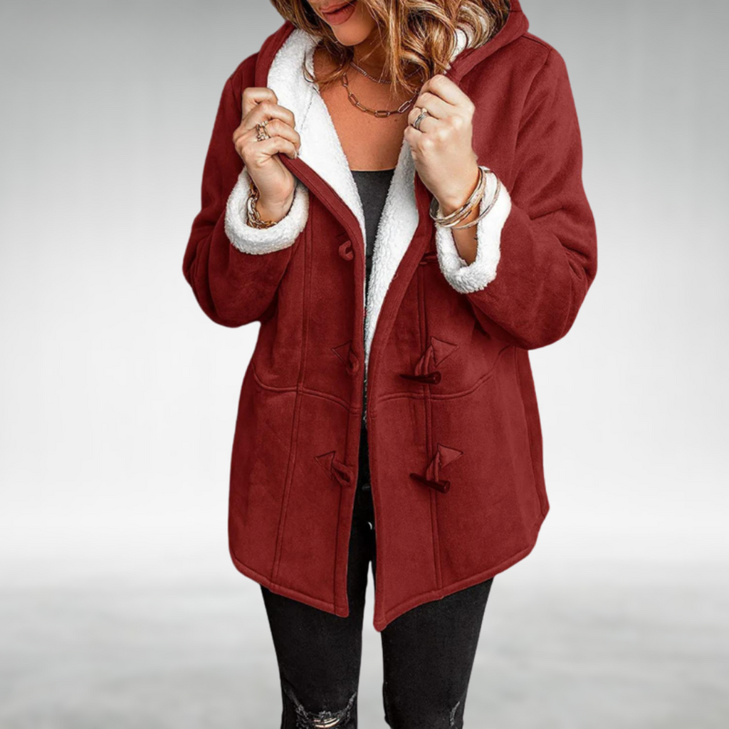 Dôre | Women's Fleece-Lined Winter Coat - Warm Thermal Long Parka & Puffer Jacket Burgundy