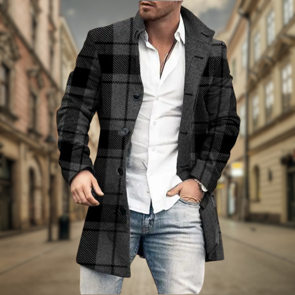 Hermosa | Men's Winter Coat | Button-Up Front with Pockets Black