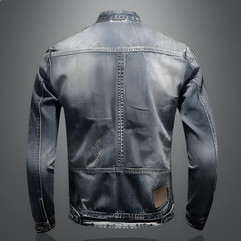 Calico | Men's Retro Denim Jacket - Vintage Washed Trucker Jean Jacket with Flap Pockets