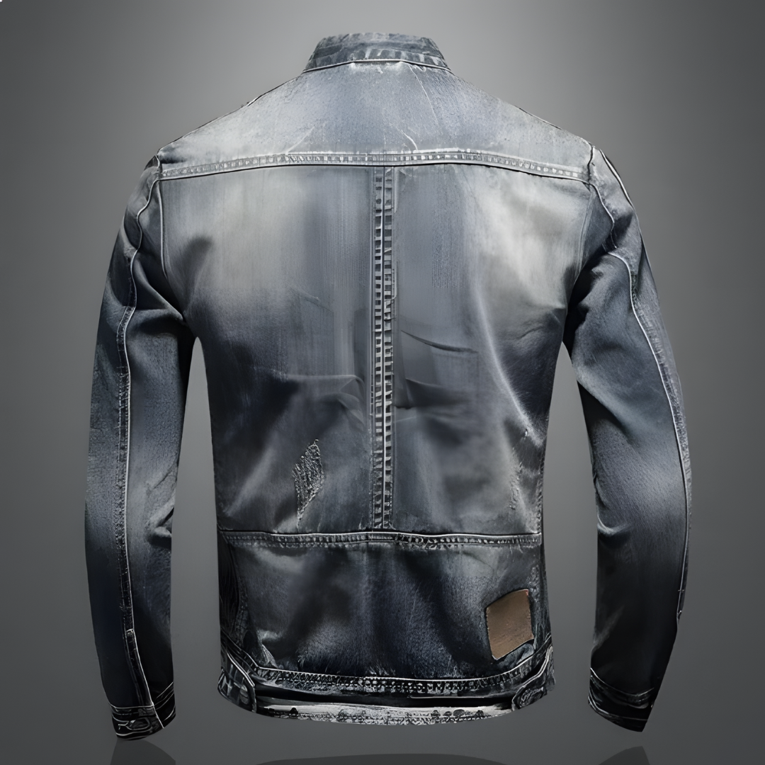 Calico | Men's Retro Denim Jacket - Vintage Washed Trucker Jean Jacket with Flap Pockets