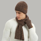 Hommes | Men's 3-Piece Winter Accessories Set - Knitted Beanie Hat, Scarf & Touchscreen Gloves