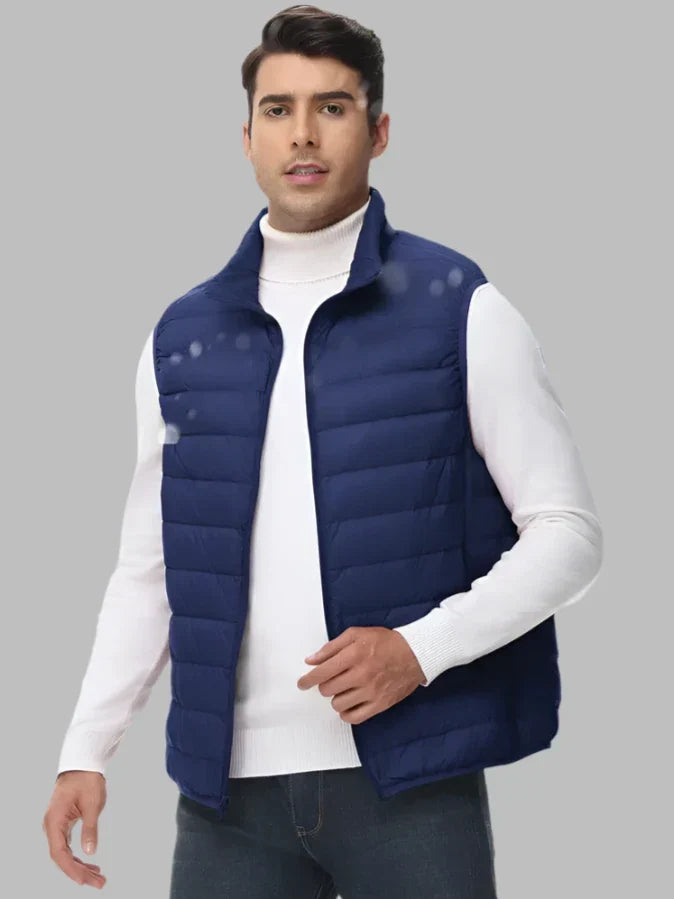 Grayson | Men's Lightweight Quilted Vest - Insulated Zip-Up Bodywarmer & Puffer Gilet Blau