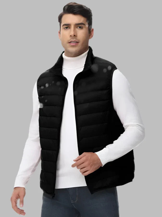Grayson | Men's Lightweight Quilted Vest - Insulated Zip-Up Bodywarmer & Puffer Gilet Schwarz