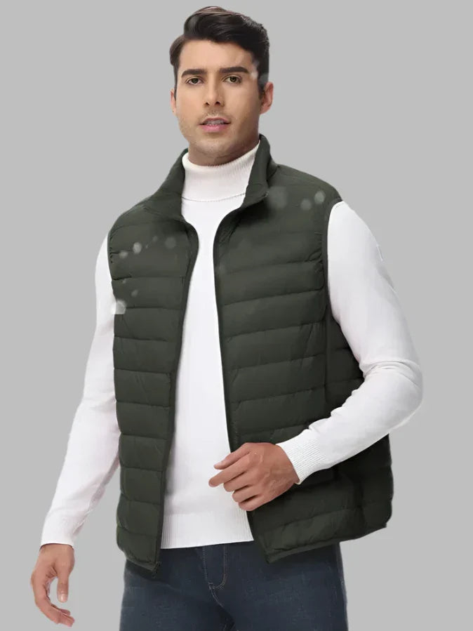 Grayson | Men's Lightweight Quilted Vest - Insulated Zip-Up Bodywarmer & Puffer Gilet Grau