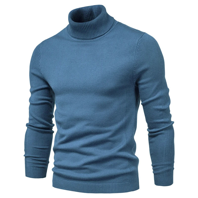 Admire | Men's Mock Neck Turtleneck Sweater - Soft Knit Pullover Light Blue