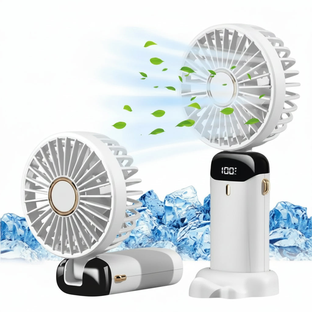 5000mAh Portable Fan Rechargeable 90° Foldable 5 Speed Mini Air Conditioner Small Fan Air Cooler with LED Digital Display 6