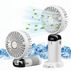 5000mAh Portable Fan Rechargeable 90° Foldable 5 Speed Mini Air Conditioner Small Fan Air Cooler with LED Digital Display 6