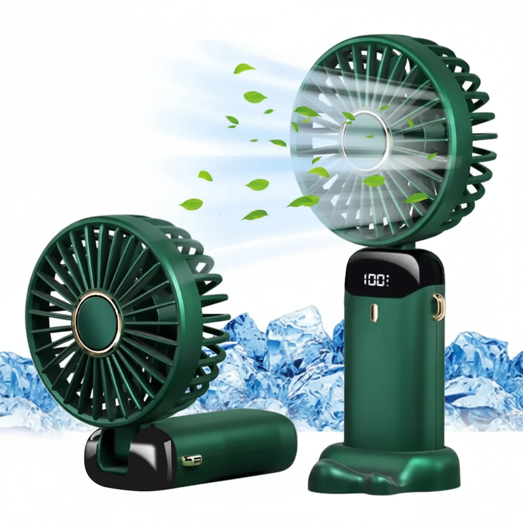 5000mAh Portable Fan Rechargeable 90° Foldable 5 Speed Mini Air Conditioner Small Fan Air Cooler with LED Digital Display 7