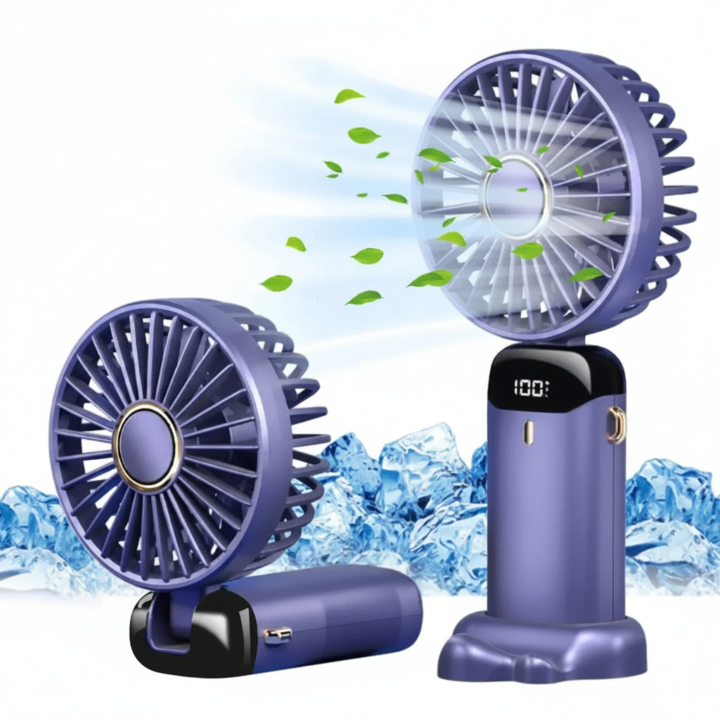 5000mAh Portable Fan Rechargeable 90° Foldable 5 Speed Mini Air Conditioner Small Fan Air Cooler with LED Digital Display 9