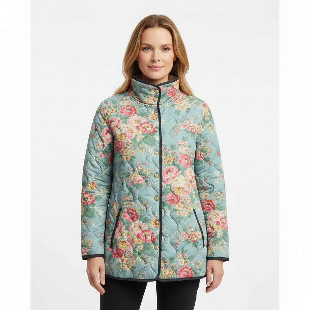 Inspire | Women's Botanical Print Jacket - Floral Pattern Lightweight Bomber & Summer Blazer