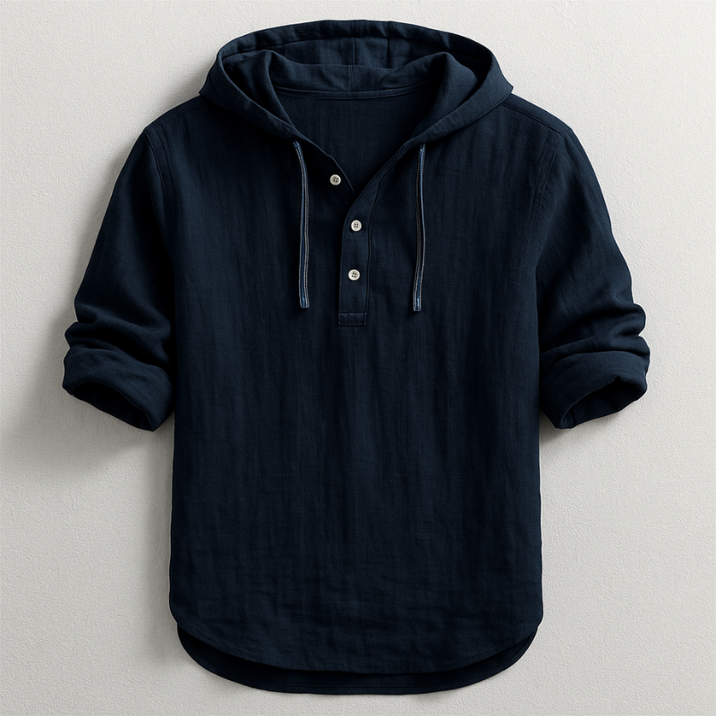 Ranches | Men’s Hooded Shirt with Long Sleeves and Rounded Hem