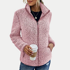 Mechi | Women's Fleece Jacket | Textured Surface Pattern Pink