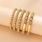 Flōre | 5pc Beaded Bracelet Stack Set – Luxury Designer Jewelry Set & Slimming Minimalist Wrist Cuff