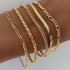 Vela | 5pc Classic Bracelets Stack – Luxury Designer Bangle Set & Slimming Minimalist Wrist Cuff Gold