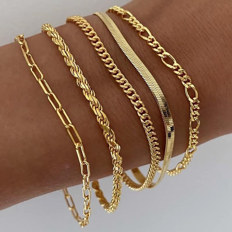 Vela | 5pc Classic Bracelets Stack – Luxury Designer Bangle Set & Slimming Minimalist Wrist Cuff Gold