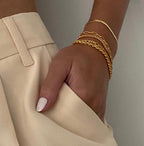 Vela | 5pc Classic Bracelets Stack – Luxury Designer Bangle Set & Slimming Minimalist Wrist Cuff