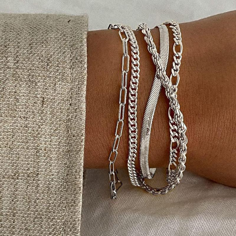 Vela | 5pc Classic Bracelets Stack – Luxury Designer Bangle Set & Slimming Minimalist Wrist Cuff Silver
