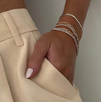 Vela | 5pc Classic Bracelets Stack – Luxury Designer Bangle Set & Slimming Minimalist Wrist Cuff