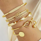 Sephira | 5pcs Twist Bangle Bracelet Stack – Luxury Designer Jewelry Set & Slimming Minimalist Cuff Gold
