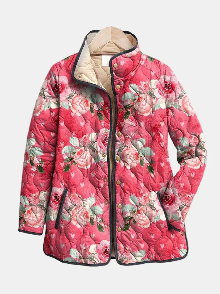 Roque | Women’s Jacket | Floral Heart-Shaped Pattern Pink