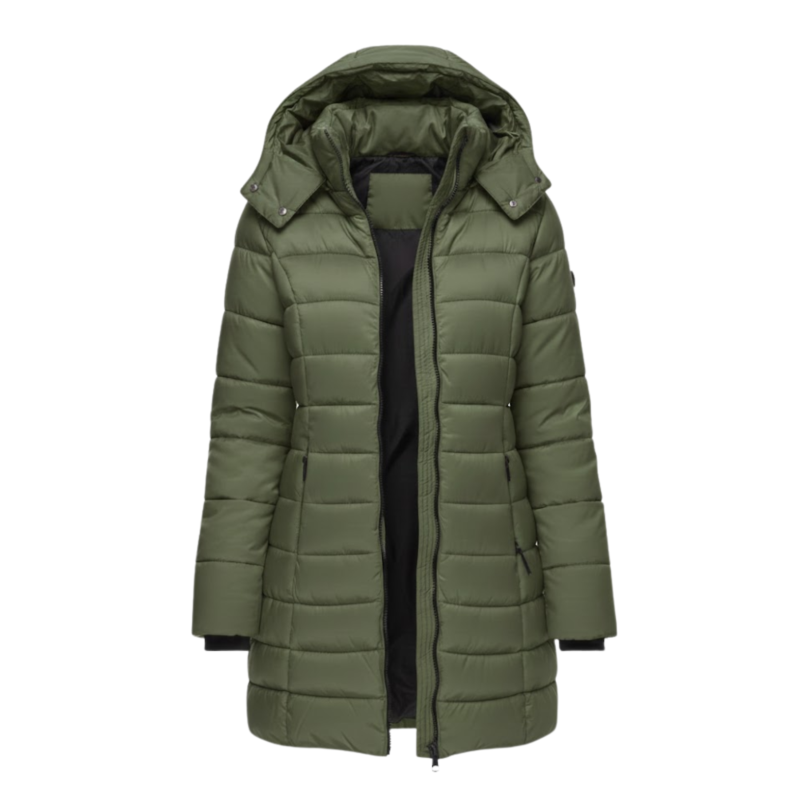 Luna | Mid-Length Quilted Parka with Hood for Women Army Green