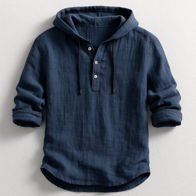 Ranches | Men’s Hooded Shirt with Long Sleeves and Rounded Hem