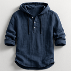 Ranches | Men’s Hooded Shirt with Long Sleeves and Rounded Hem