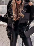 Long Quilted Cape with Faux Fur Collar for Women | Ideal for Winter Black