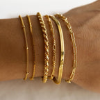 Elora | 6pc Classic Bracelets Stack – Luxury Designer Bangle Set & Slimming Minimalist Wrist Cuff Gold