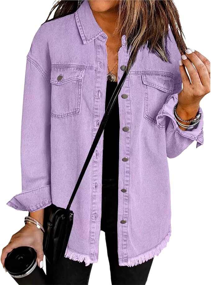 Isana | Women’s Jacket | Oversized Button Front Light Purple