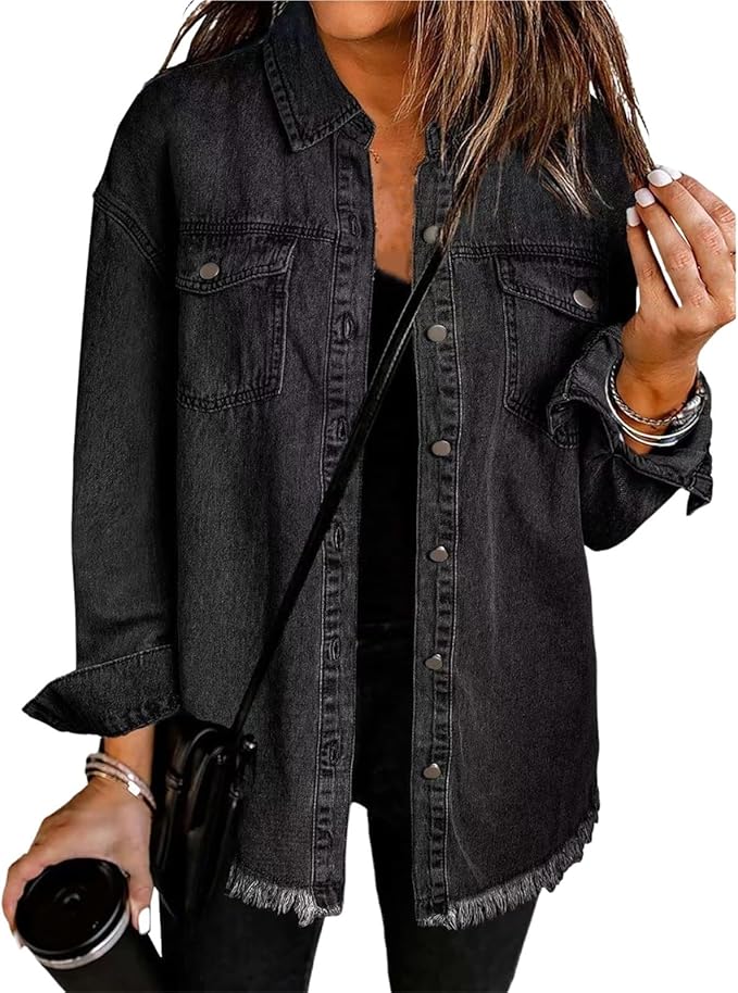 Isana | Women’s Jacket | Oversized Button Front Black