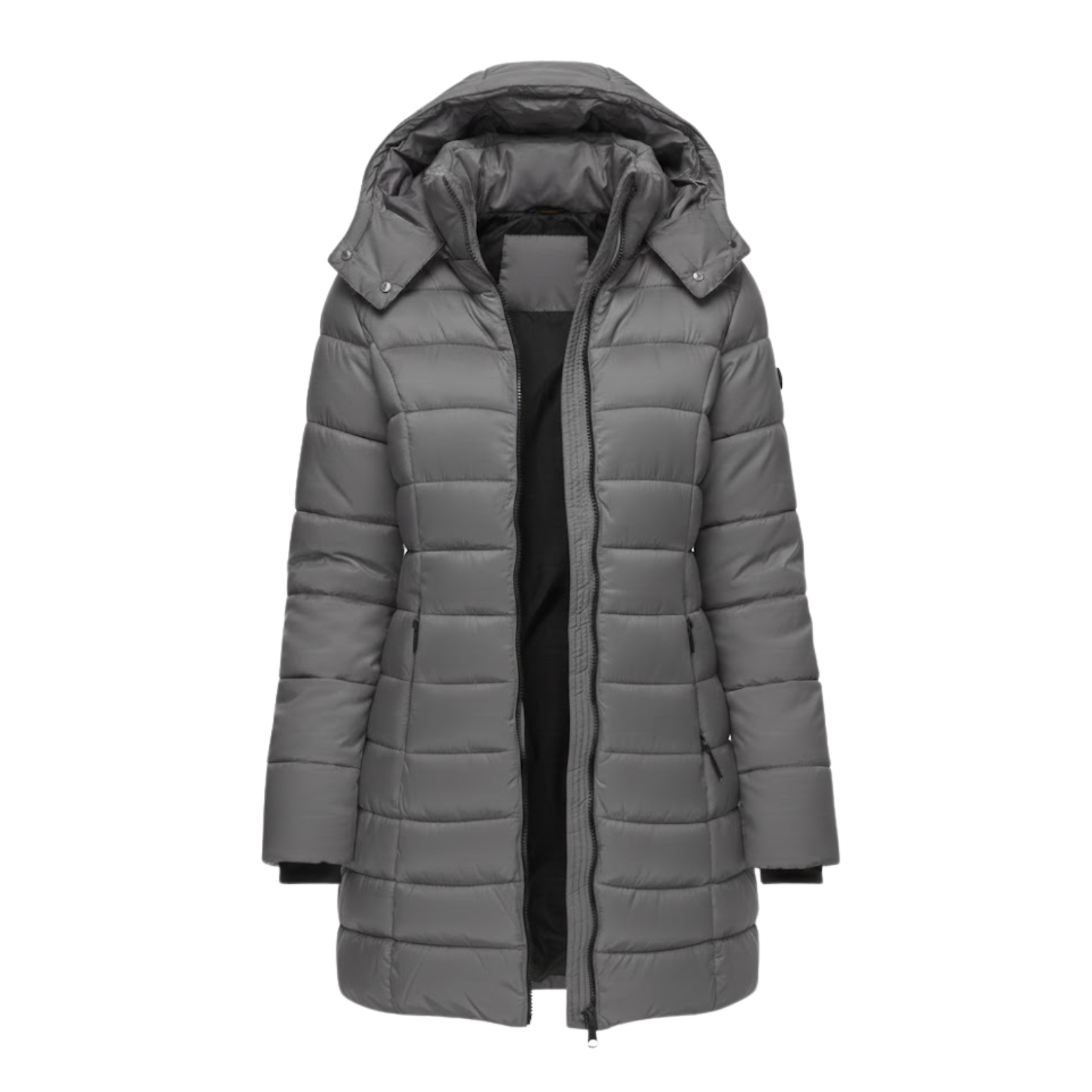 Luna | Mid-Length Quilted Parka with Hood for Women Grey