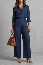 Zahara | Soft Linen Finish – Wide-Leg Co-Ord Set