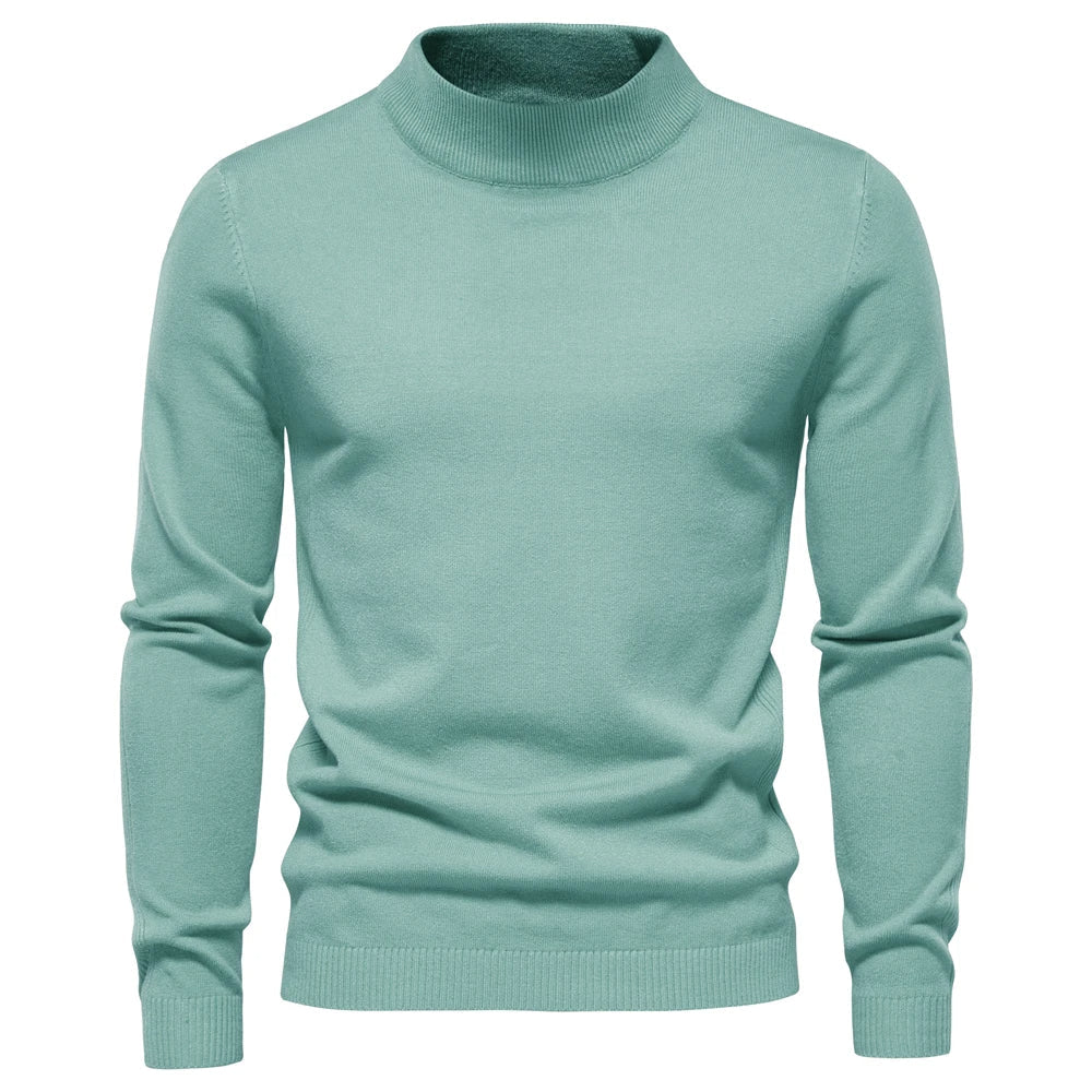 Admire | Men's Mock Neck Turtleneck Sweater - Soft Knit Pullover Light green