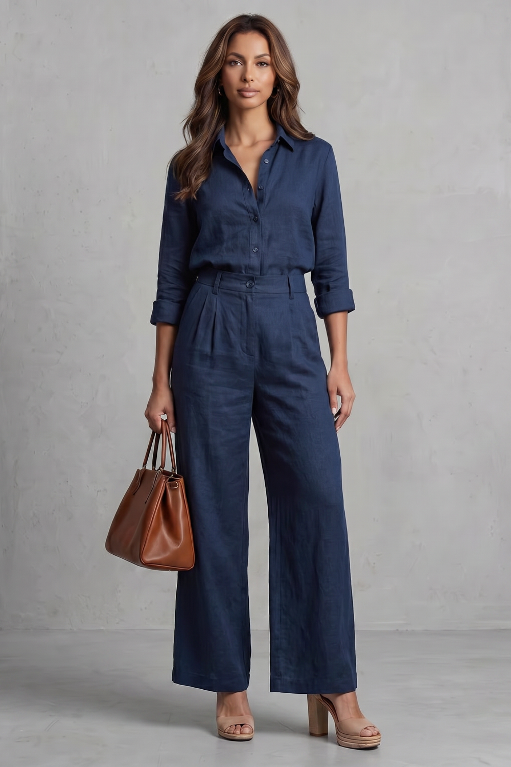 Zahara | Soft Linen Finish – Wide-Leg Co-Ord Set