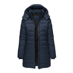 Luna | Mid-Length Quilted Parka with Hood for Women Navy Blue