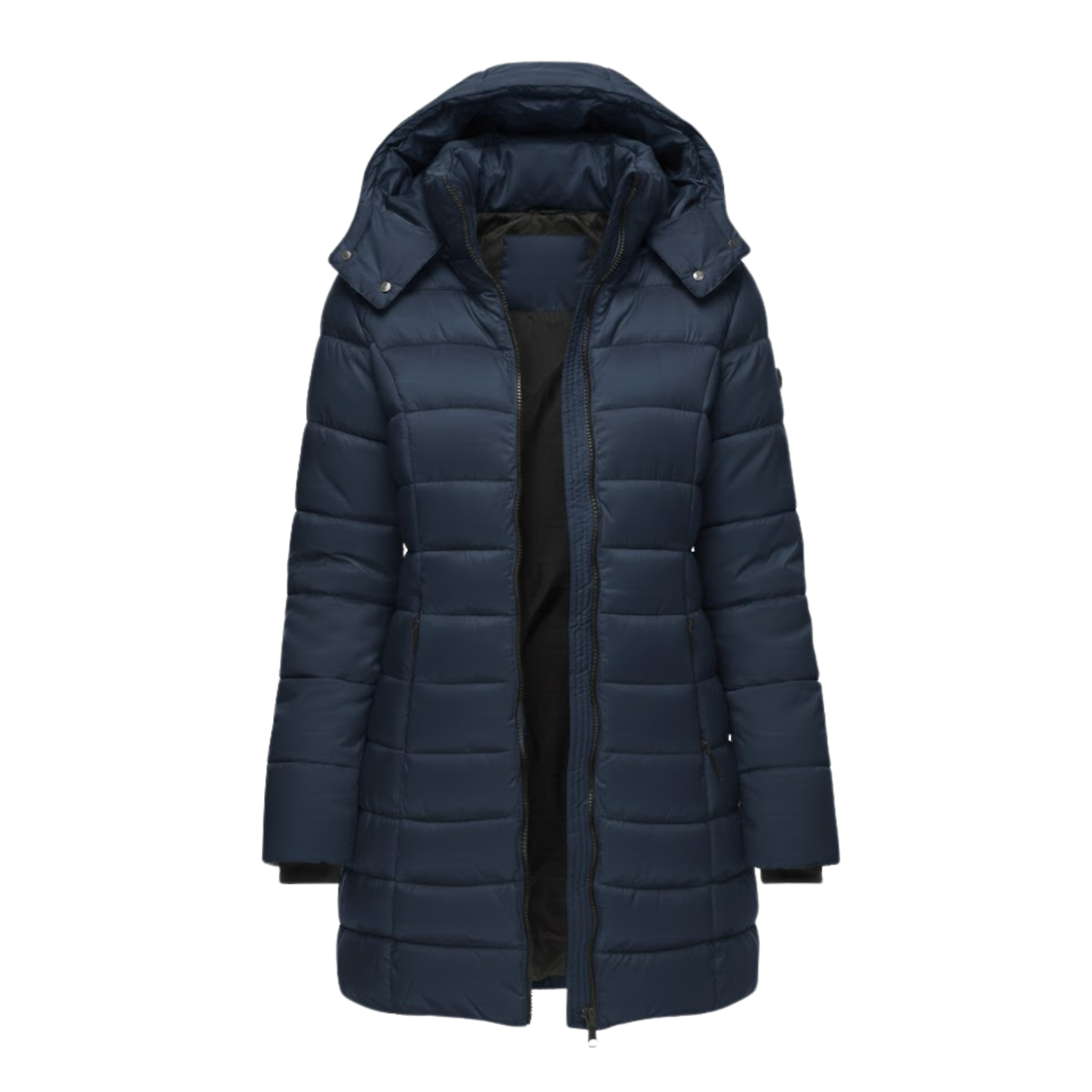 Luna | Mid-Length Quilted Parka with Hood for Women Navy Blue