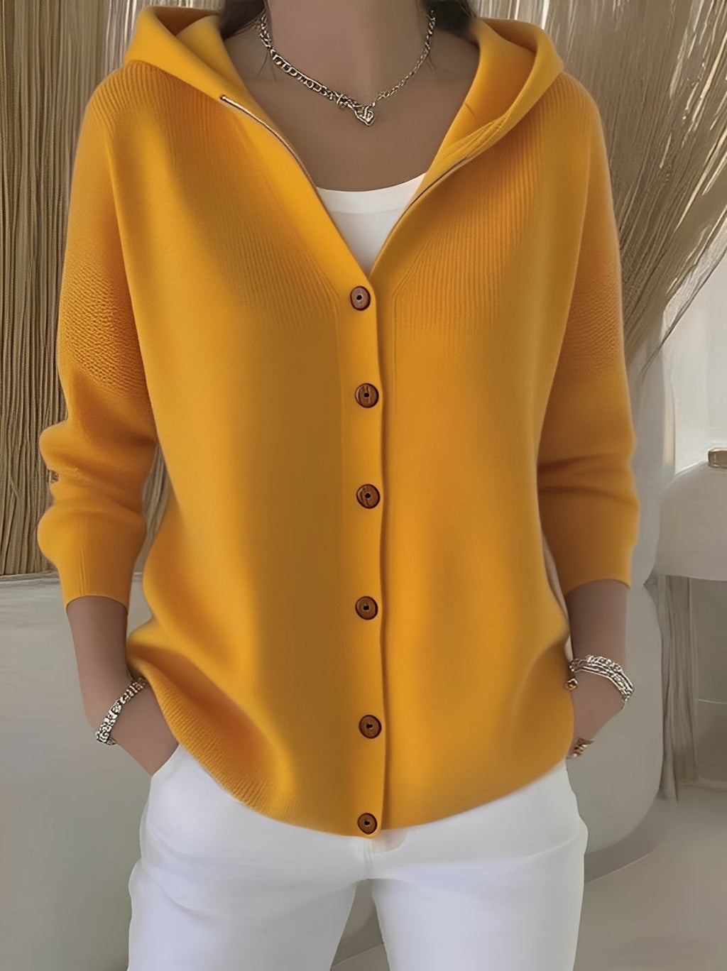 Bersh | Cozy Long-Sleeve Hooded Jacket for Women Yellow