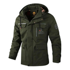 Wilshire | Men's Hooded Winter Jacket - Warm Multi-Pocket Cargo Parka & Windproof Coat Army Green