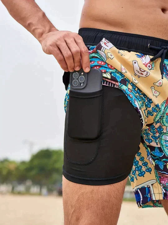 Hommes | Men’s Summer Swim Shorts Gold And Blue