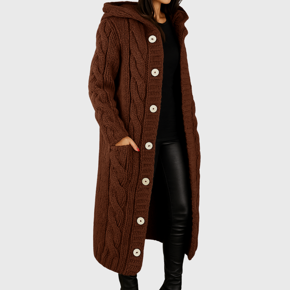 Roque | Women's Cardigan | Longline Length Brown