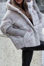 Long Quilted Cape with Faux Fur Collar for Women | Ideal for Winter