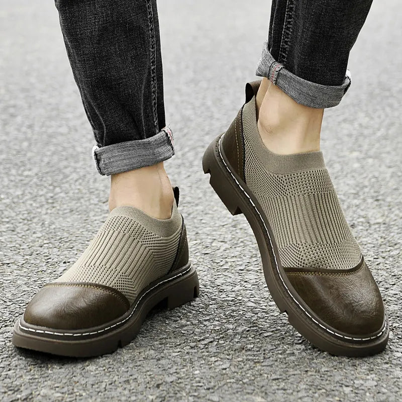 Ace | Men's Leather Mesh Shoes – Luxury Tailored Breathable Sneaker & Cushion Sole Brown