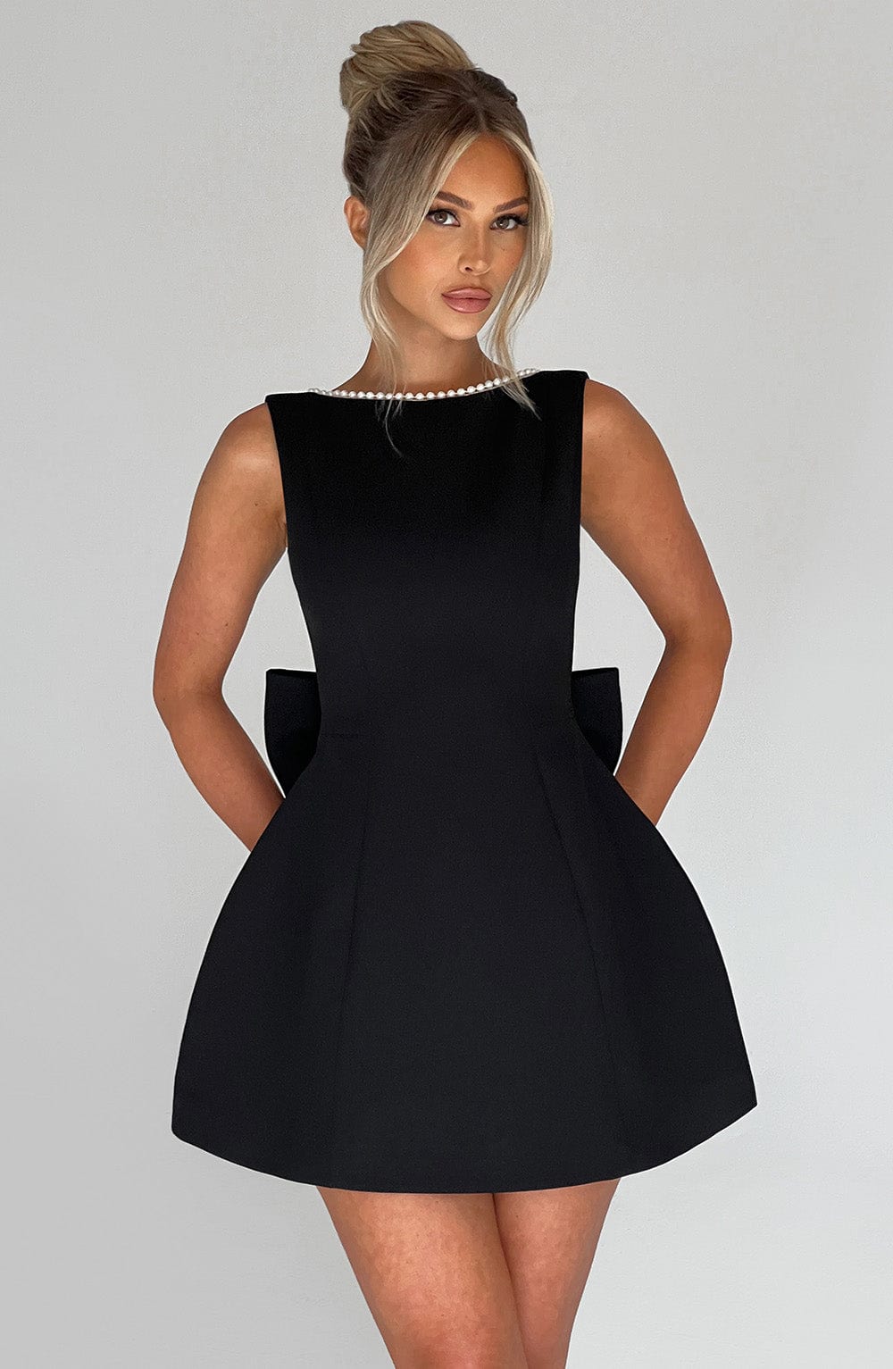 Adeline | Elegant Women’s Graduation Structured Mini Dress Black