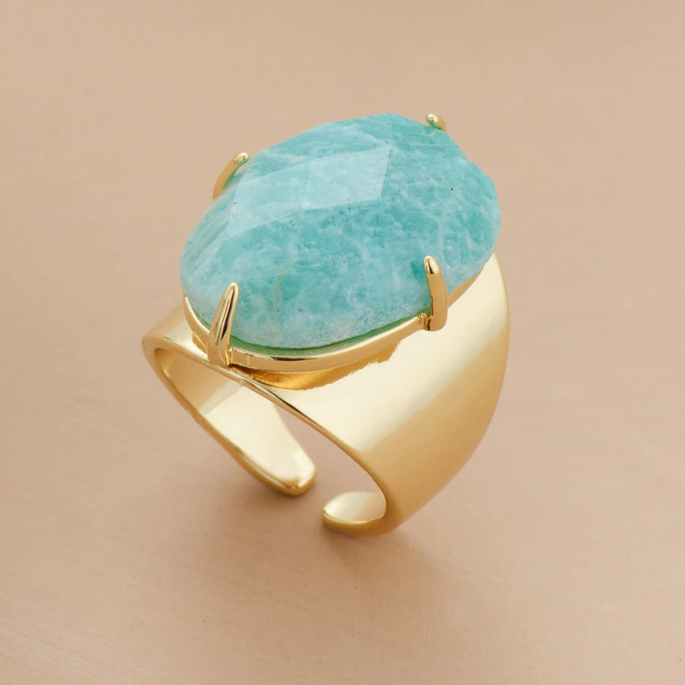Dôre | Adjustable Amazonite Statement Band Ring Default