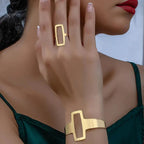 Dôre | Adjustable Geometric Rectangle Bracelet and Ring Set Default