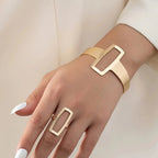 Dôre | Adjustable Geometric Rectangle Bracelet and Ring Set