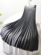 Adōre | Women's Pleated Maxi Skirt – A-Line & High Waist gray