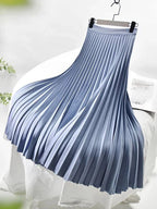 Adōre | Women's Pleated Maxi Skirt – A-Line & High Waist blue